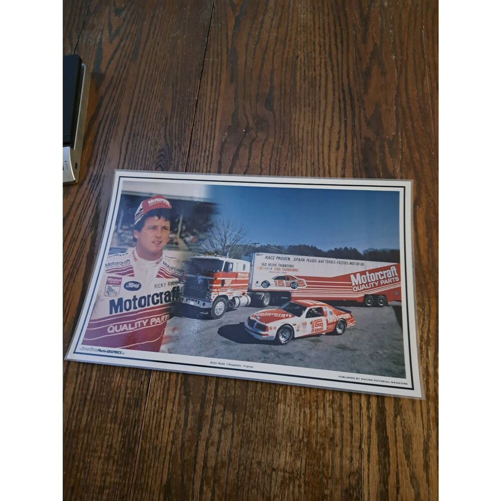 Vintage Ricky Rudd Motorcraft Racing Laminated 11x17 NASCAR Driver Card Placemat